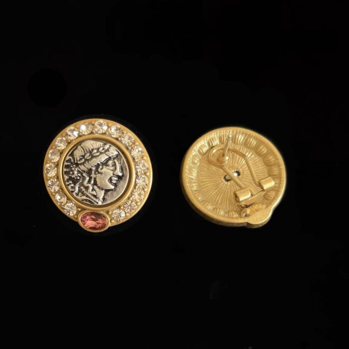 Vintage Queen's Head Zircon Earrings - Image 2