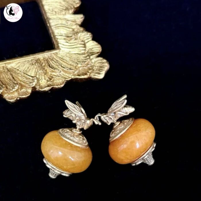 Vintage Copper Alloy Angola Red Bee Earrings
