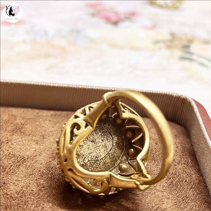 Vintage Copper-Plated Aged Agate Ring - Image 3