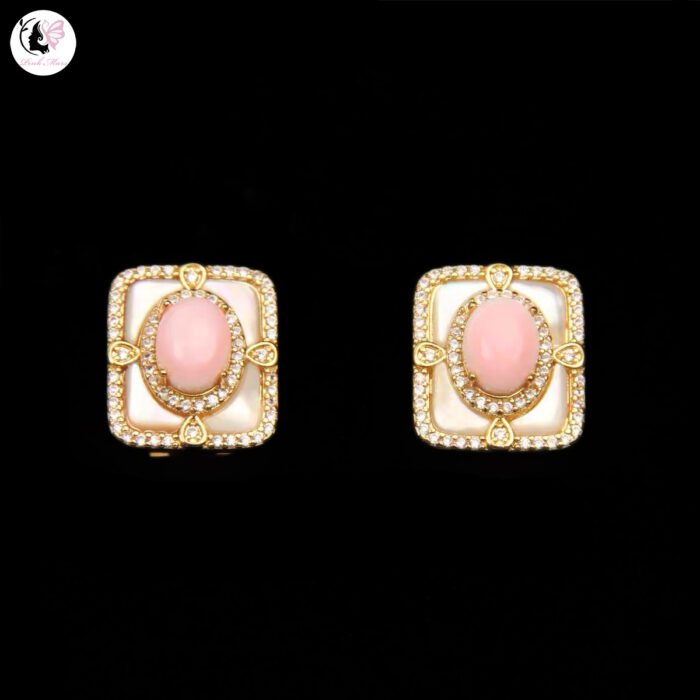 Vintage Copper-Plated Gold Square Shell Earrings