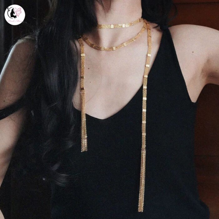 Antique Gold-Plated Multi-Layer Tassel Necklace/ Waist Chain - Image 3