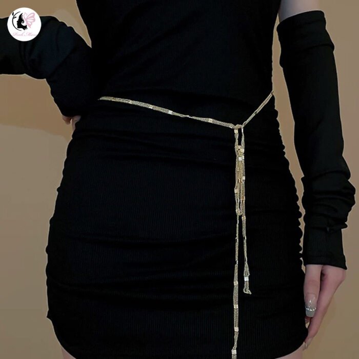 Antique Gold-Plated Multi-Layer Tassel Necklace/ Waist Chain - Image 4