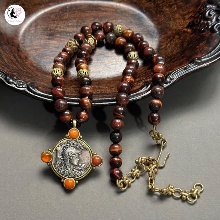 Antique Natural Stone Ancient Coin Necklace