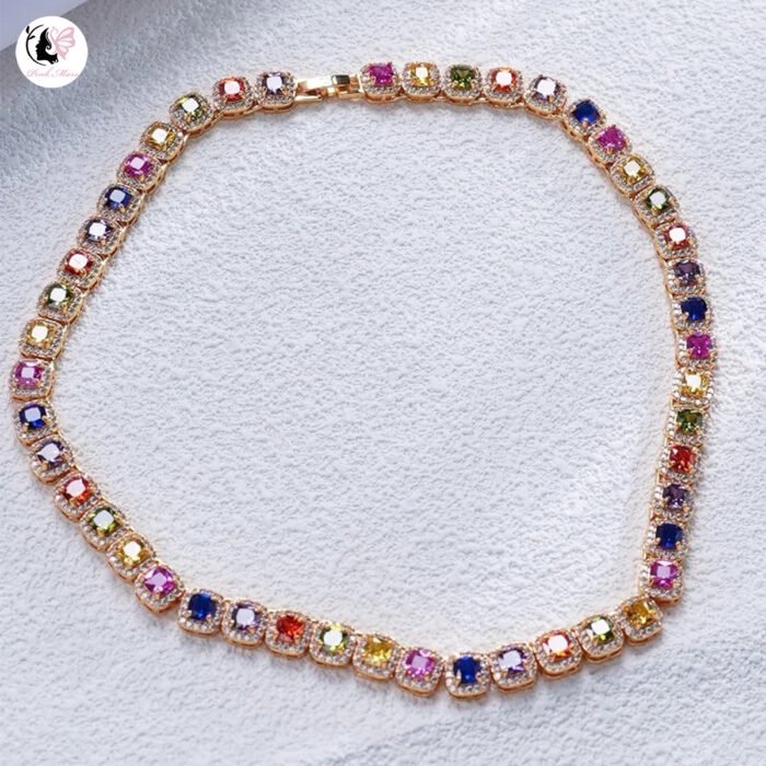 Colored Gems And Diamonds Necklace