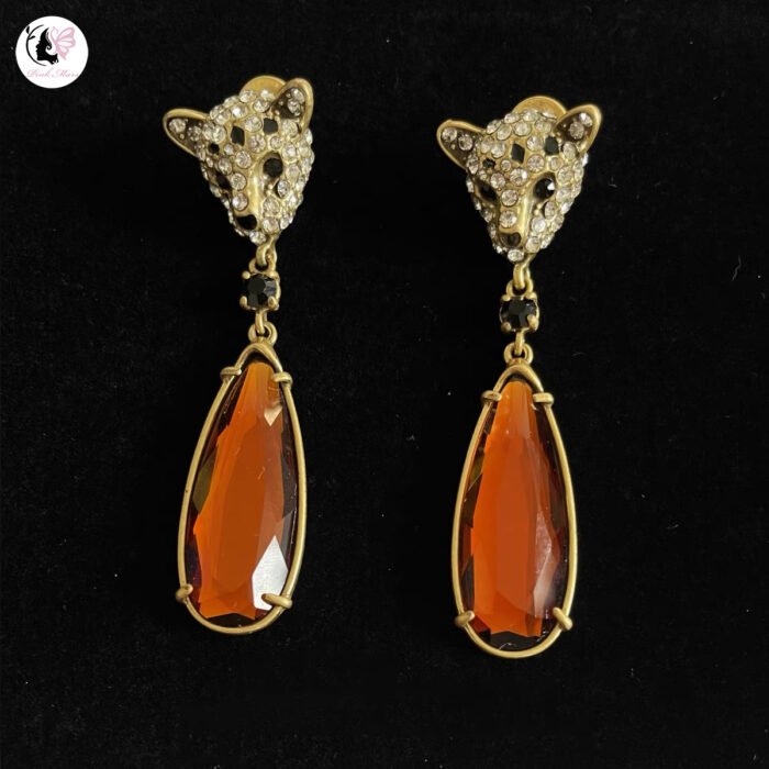 Crystal Leopard Head Earrings