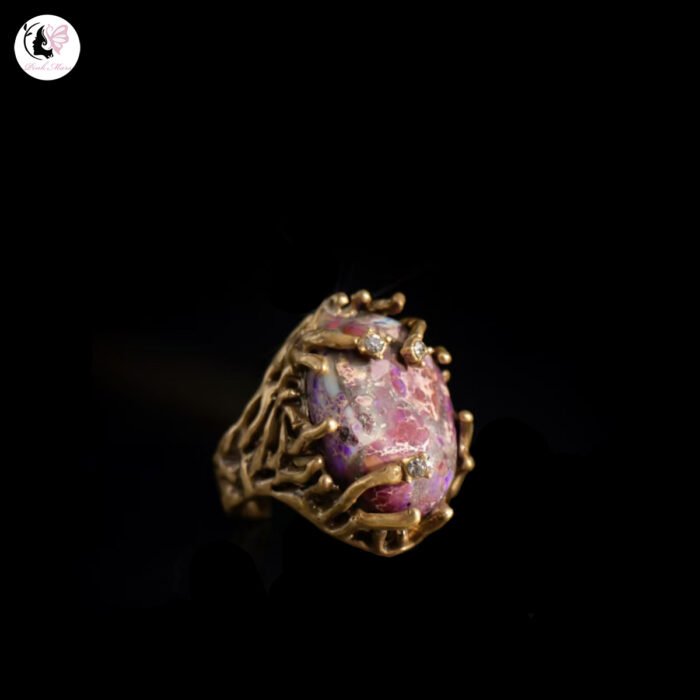 Magenta Natural Stone Open Ring