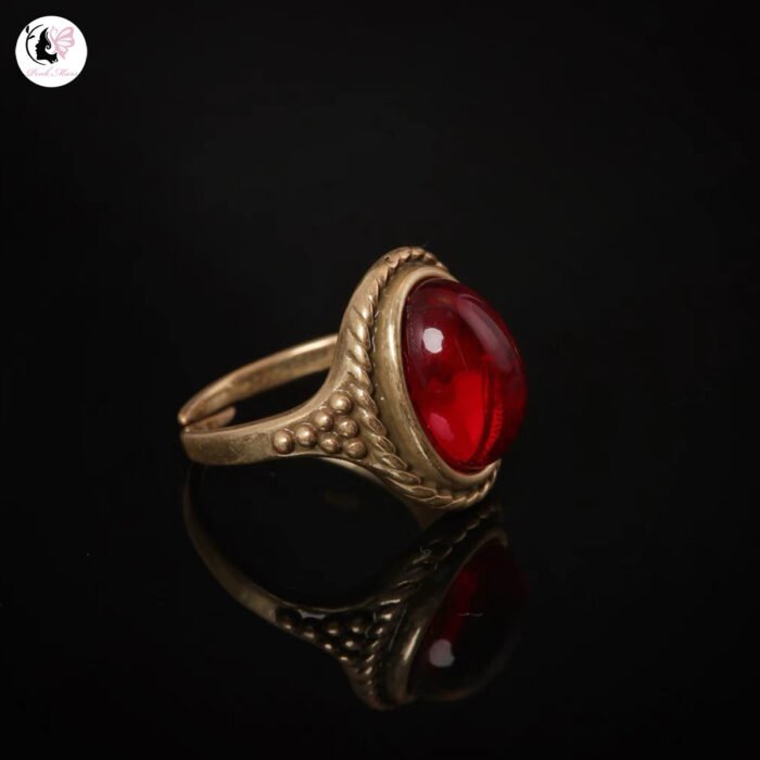 Red Garnet Vintage European Style Open Ring
