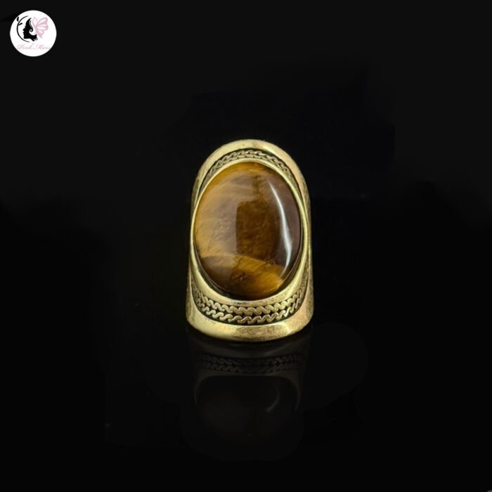 Vintage Brown Tiger Eye Stone Open Ring