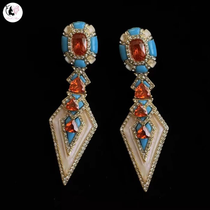 Vintage Copper Alloy Ruby Earrings