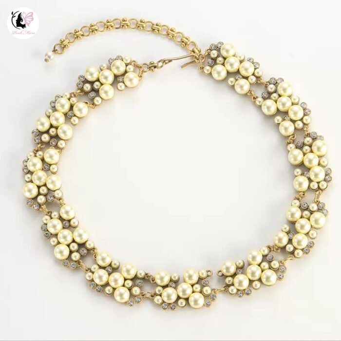 Vintage Copper-Plated Gold Yellow Glass Pearl Necklace