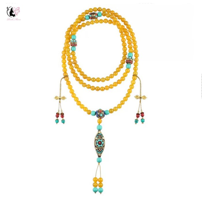 Yellow Natural Stone Multi-Layer Necklace