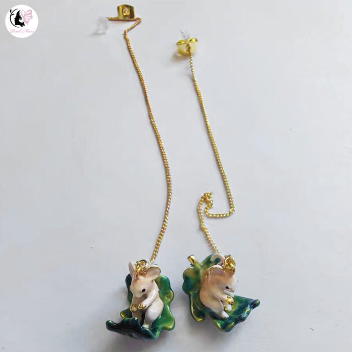 Vintage Hand-Painted Enamel Yellow Hamster Earrings - Image 2